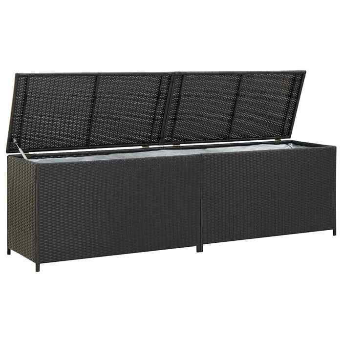 “Winter SaleTOP Boîte de rangement de jardin Noir - Boîte de rangement de jardin résine tressée 200x50x60cm noir PRO37879