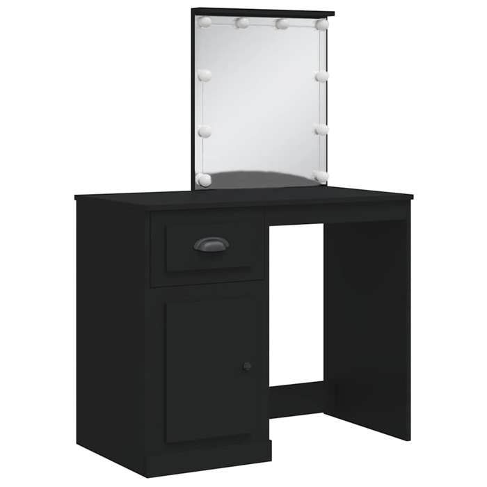Coiffeuse avec lumières LED - vidaXL - Noir - 90x42x1325 cm - Bois dingénierie - Miroir avec LED