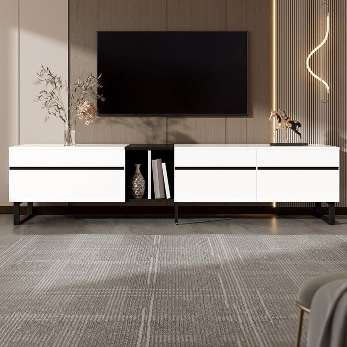 Projector Tv Colorblock Meuble TV Colorblock, 180 x 38 x 45 cm, 3 Portes, design industriel ...