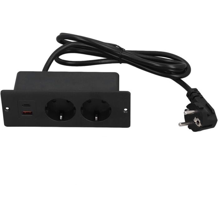 Eosnow Prise encastrée 2 prises avec port USB C A PD20W multiprise intégrée pour meuble cordon de 1 5 m