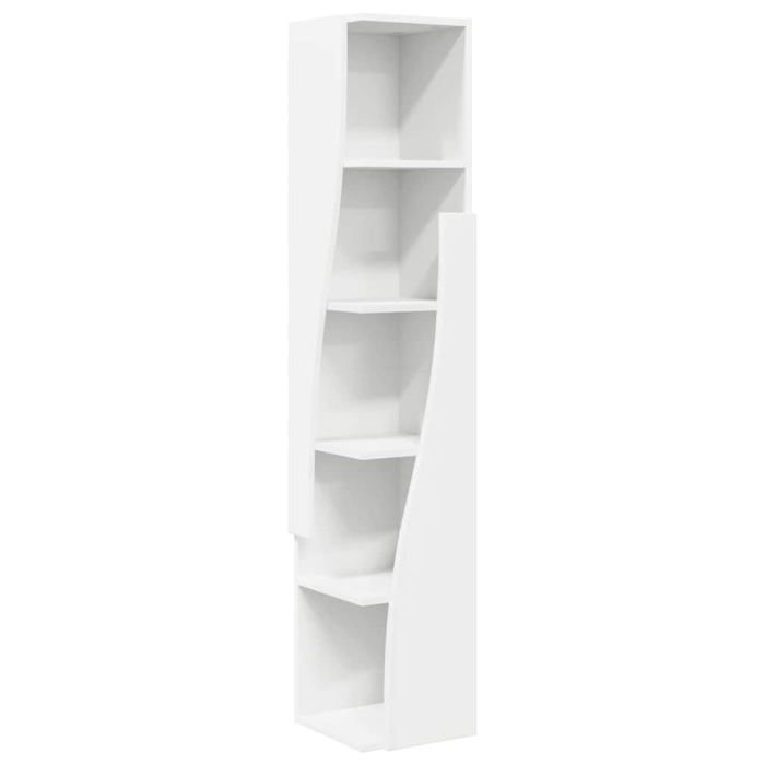 Cabinet dangle moderne - vidaXL - Blanc - Bois dingénierie - 275x27x140 cm - 4 étagères - Forme trapézoïdale