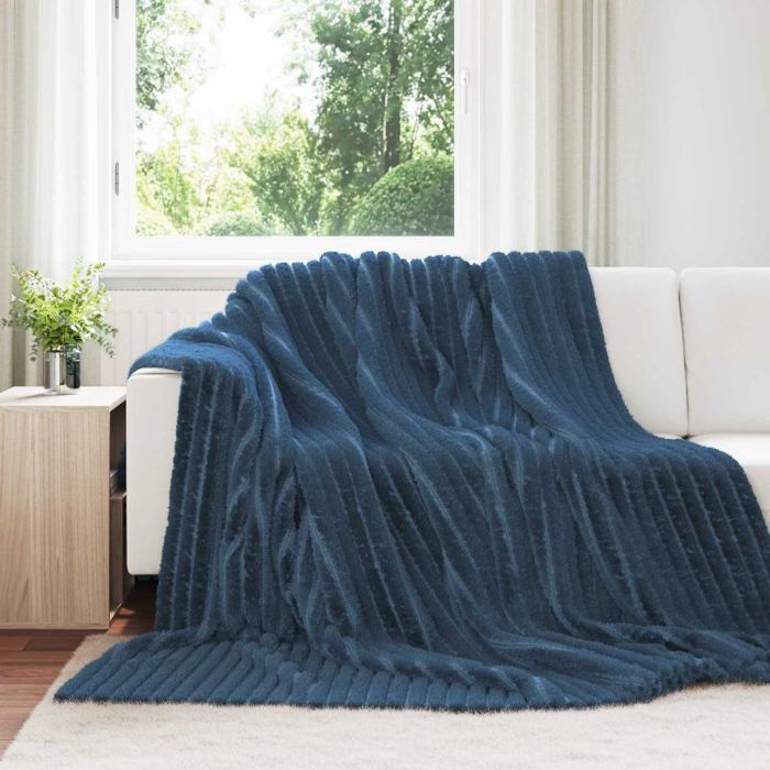VIDAXL Couverture polaire bleu marine 240 x 220 cm - Plaid léger et doux