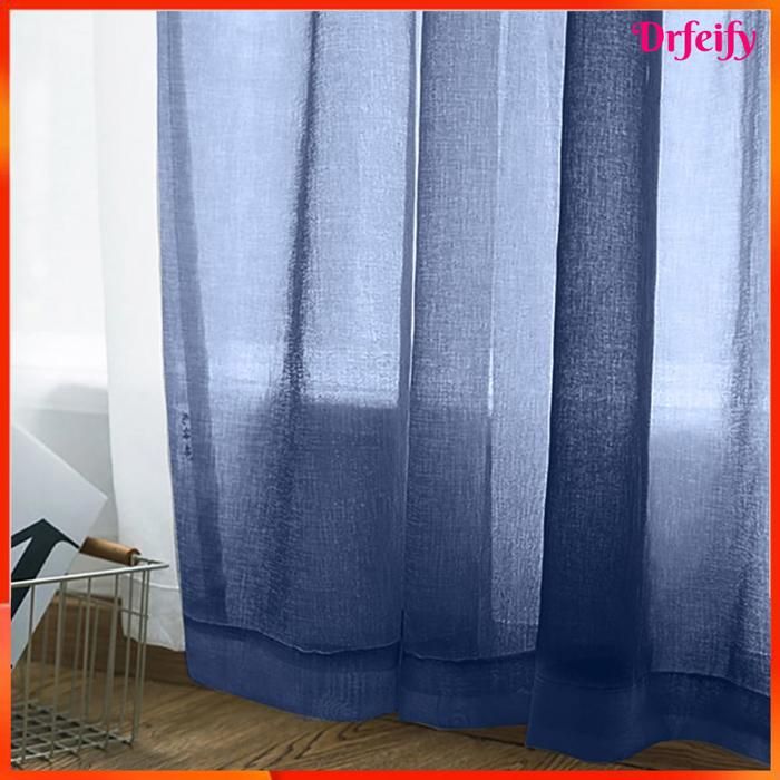 Rideaux transparents - AKOZON - 100x130 cm - Bleu foncé - Passe-tringle - Lot de 2