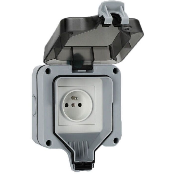 Prise extérieure étanche - PZCC - Modèle 1 trou - IP66 - Couvercle verrouillable - 220-240V 16A