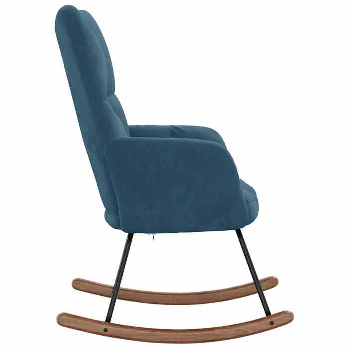 Fauteuil Allaitement - Bleu - Chaise à bascule - Rocking Chair - Bleu Velours 61x78x98 cm F1488