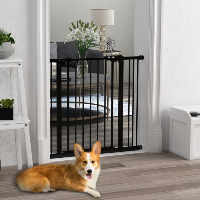 Barrière de sécurité pour porte pour chien métal/plastique 74-87 cm noire