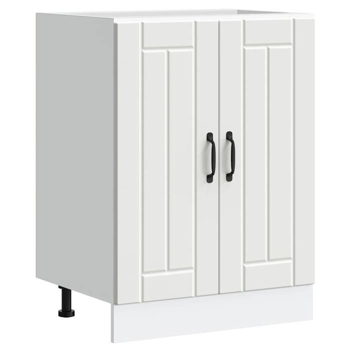 Meuble sous-évier 1 PC Armoire de plancher dévier Lucca blanc bois dingénierie 60x46x81.5 cm A13801