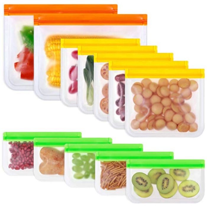 10 Pièces Sacs de Rangement Réutilisables Sacs de Congélation Réutilisables sans BPA Sacs à Sandwich Réutilisables Sacs à Lunch