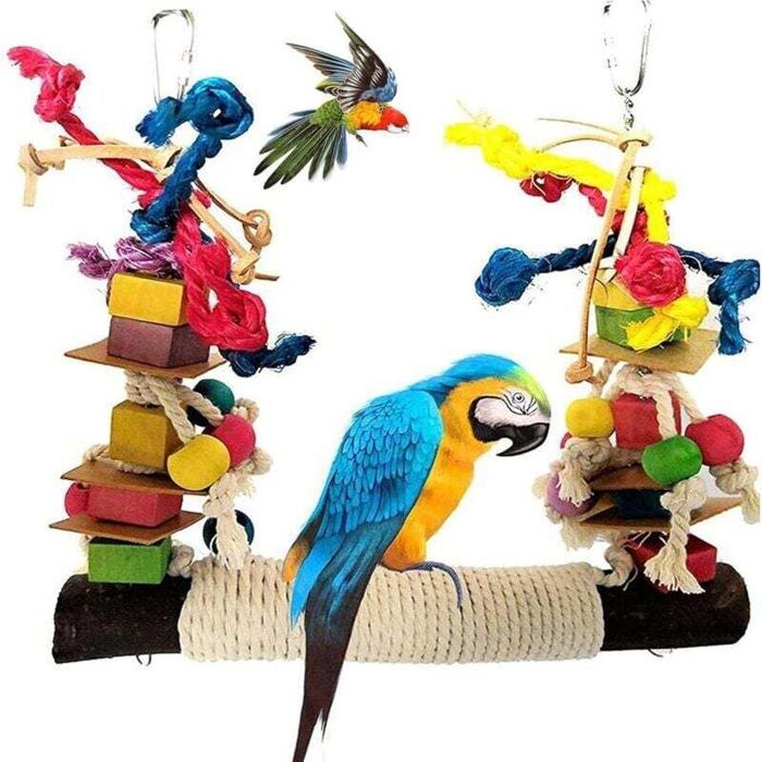 Jouet Perroquet Jouets pour Oiseaux Jouet De Morsure De Perroquet Pont échelles Balanoire Jouet Oiseau Perché Escalade Jouet