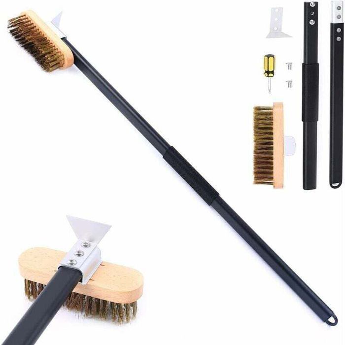 Brosse four pizza – Laiton et grattoir amovible – Pour nettoyage four à pizza et barbecue