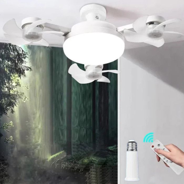 LED Ventilateur Plafond avec Lumiere 3 Fan têtes Lampe Ventilateur Plafonnier 3 Vitesses Lampe Ventilateurs Plafond Avec Douille E27