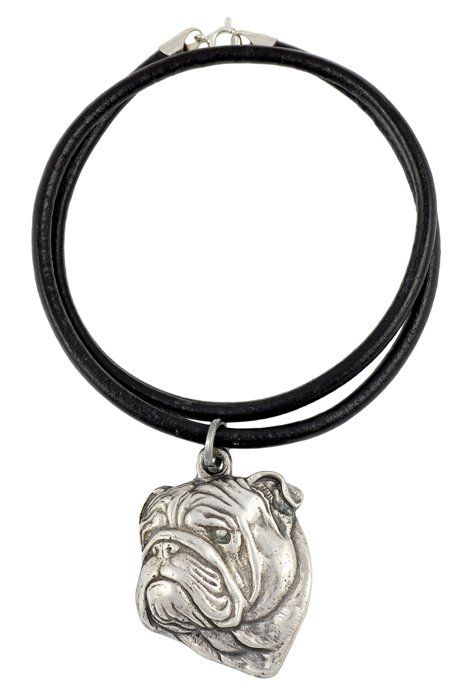 Comparer les prix de Collier avec pendentif tête de chien - ART-DOG - sur lanière de cuir - Bouledogue anglais II