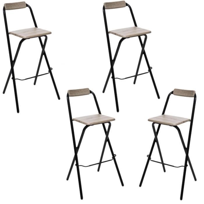 lot de 4 chaises de bar pliante louna - atmosphera - h. 97,5 cm - beige - intérieur - contemporain