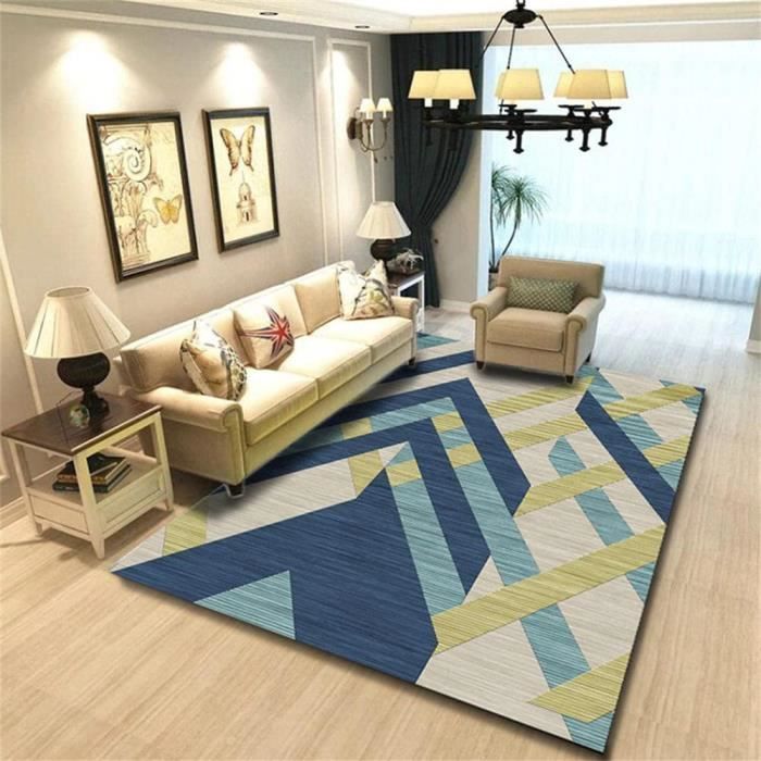 Le Tapis Du Salon Tapis Deveil Pour Bebe Tapis Enfant Tapis Jaune Bleu Design Geometrique Chambre Salontapis De Jeu 50x80cm A318 Cdiscount Maison