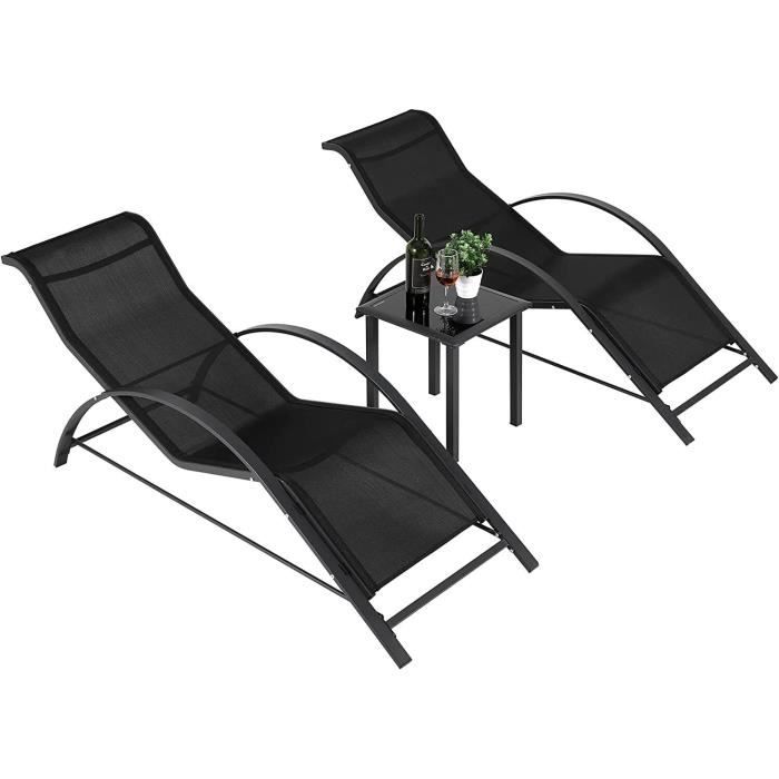Chaises longues, chaises longues de jardin, tables, meubles de jardin