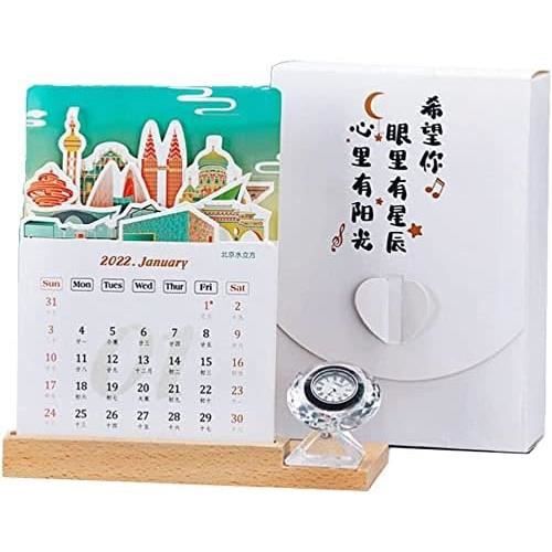 Calendrier De Bureau Réversible RIYAN - 17x9x16cm, Jaune