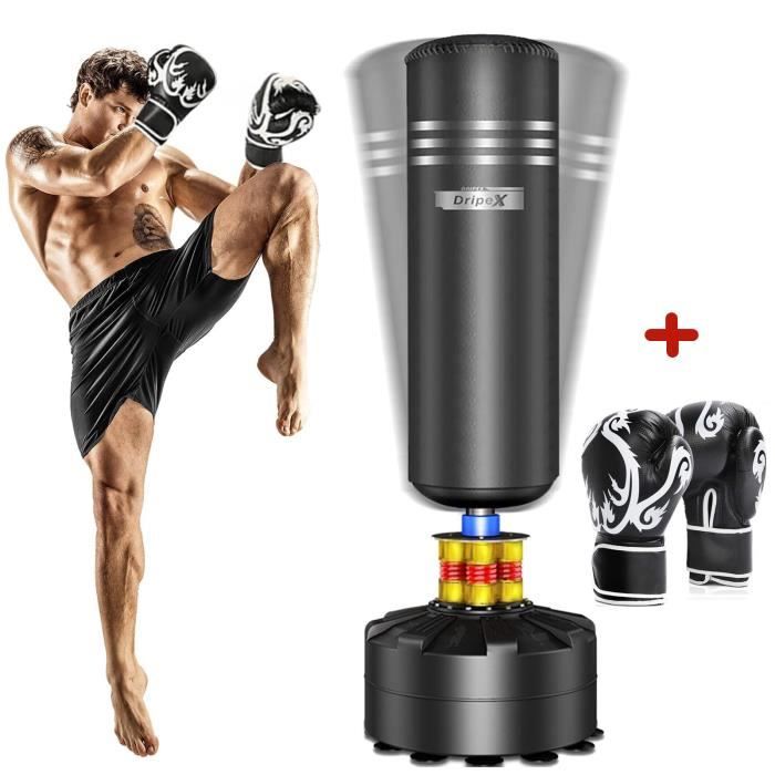 Sac de frappe sur pied avec gants sac de boxe adulte 175 cm punching ball  autoportant - noir - Cdiscount Sport