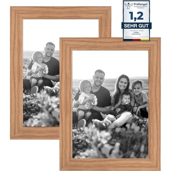 Cadre Photo 40x60 Cm Chêne Naturel - MDF Écologique, Plexiglas Incassable, Support & Crochet Inclus