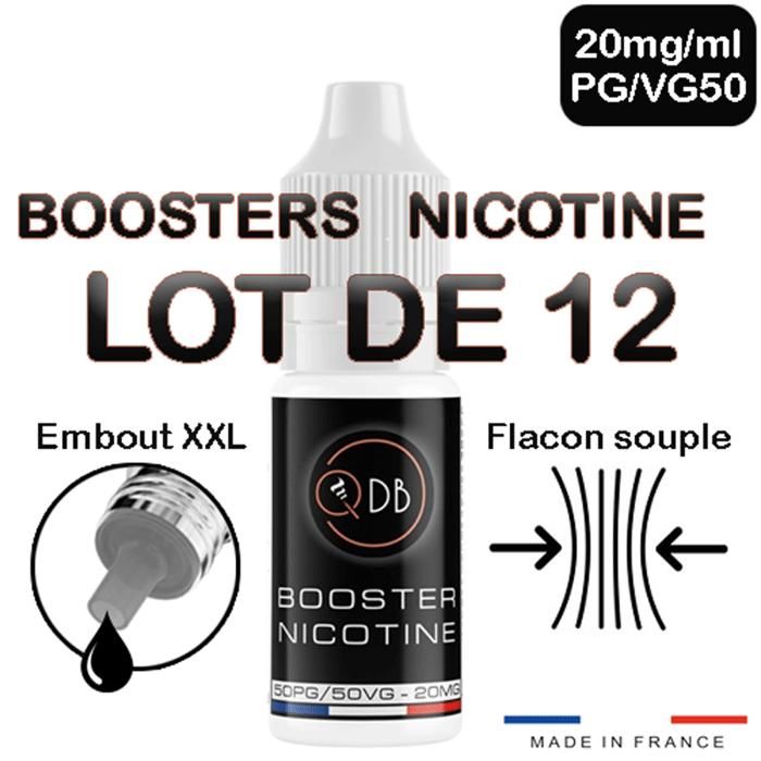 BOOSTERS NICOTINE QDB 20mg - Lot de 12 flacons de 10ml soit 120ml –  PG50/VG50