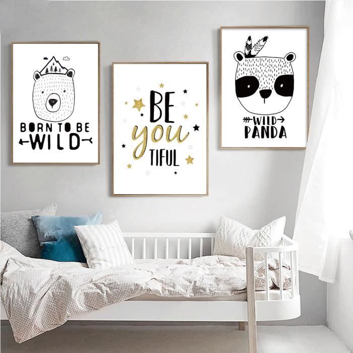 Affiche Imprime Panda Affiche Panda Noir Toile Blanche Peinture