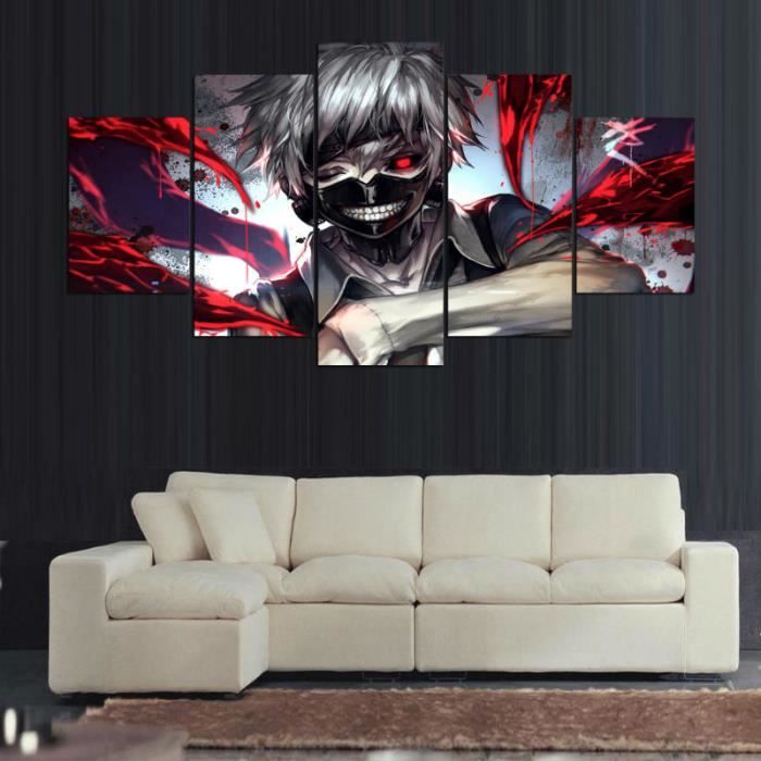 5 Panels Wall Art Anime Ken Kaneki Tokyo Ghoul Peintures Toile Affiche
