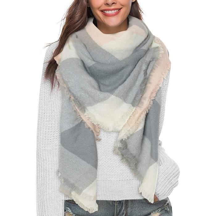 AJW charpe Femme Plaid Hiver Automne Longue Oversize Foulard