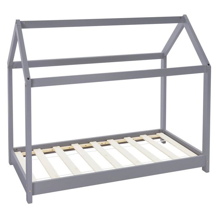 ML-Design Lit dEnfants 70x140 cm avec Toit et Sommier Bois de Pin Massf Gris Clair Structure Maison Cabane pour Fille et Garço ML-Design Lit dEnfants 70x140 cm avec Toit et Sommier Bois de Pin Massf Gris Clair Structure Maison Cabane pour Fille et Garço