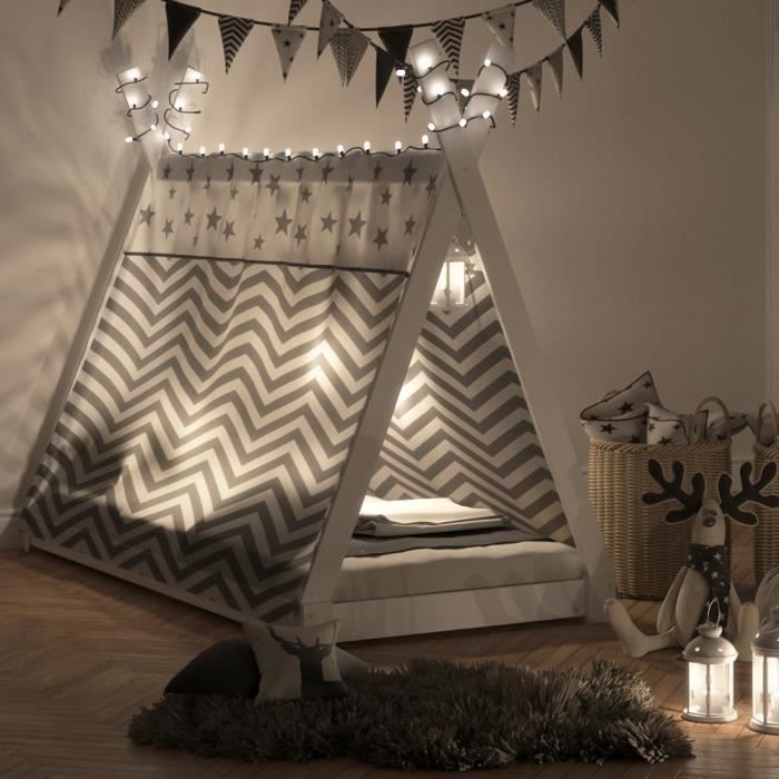LIT AIRE DE jeux Lit enfant Lit ludique Tom blanc 204x218 cm Tiroir