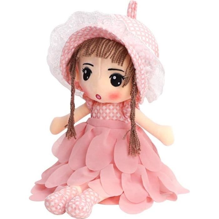 Poupée douce de 14 « pour les filles - Première poupée de bébé en peluche  Poupée de chiffon endormie câline poupée habillée en jouet rose pour enfants