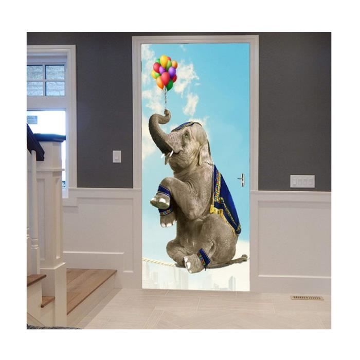 Papier Peint Mural 3D Éléphant Animal Des Prairies Autocollant Mural Photo Art Affiche Murale Autocollants Muraux Décoratifs Peler Et Coller Autocollants De Fond Muraux Amovibles Pou 140(L) x70(H) cm