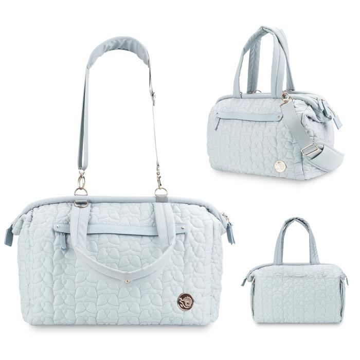 Sac à Langer Bébé Multifonction Sac de Maternité Sac à Couches de Voyage avec Bretelles & Matelas à Langer bleu clair