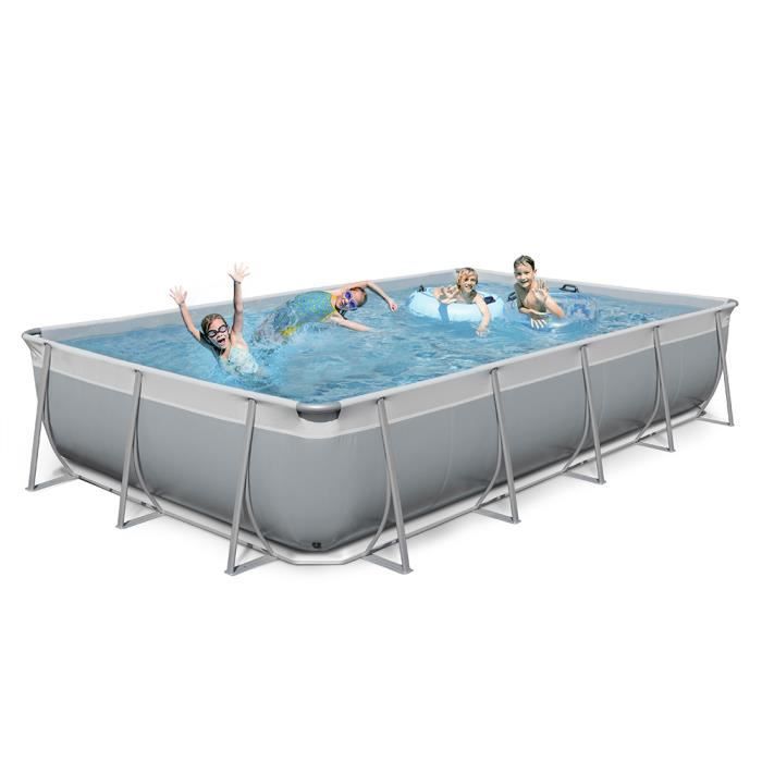 nouvelle piscine hors sol rectangulaire plast 650x265 h125 complete gris blanc futura 650 cdiscount jardin