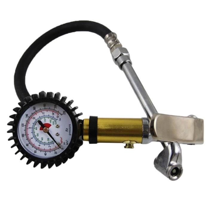 AGAATI Manomètre De Pneu, Gonfleur De Pneu 220 PSI Avec Compresseur D'air De Manomètre, Mandrin D'air De Valve Pour Vélo De Moto De Voiture