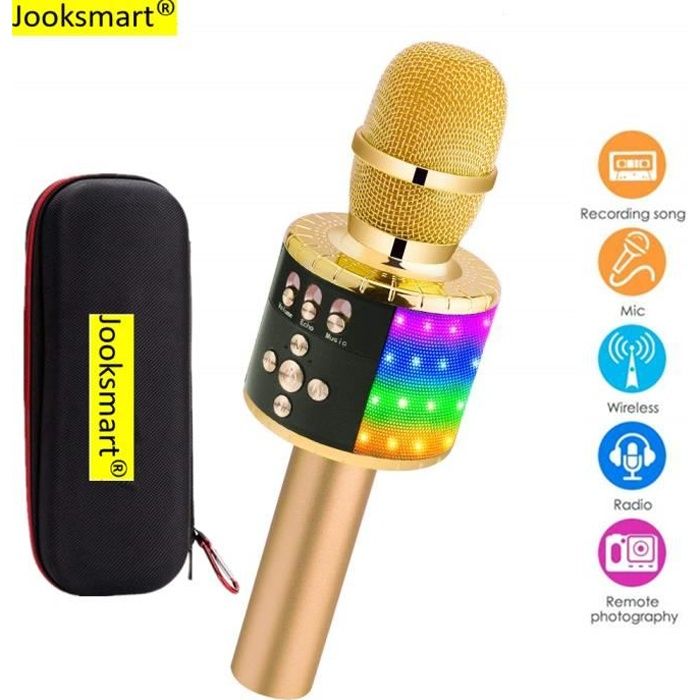 Micro Sans Fil, Microphone Karaoké Enfant Bluetooth Lecteur Enregistreur  Portable, Lumières LED Coloré Microphone de Fête Familial - Cdiscount Jeux  - Jouets