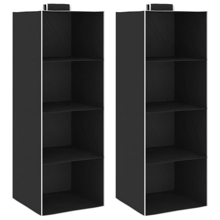 Étagères suspendues de rangement Contemporain Décor - Penderie à Vêtements Armoire de Chambre - Noir - Mat