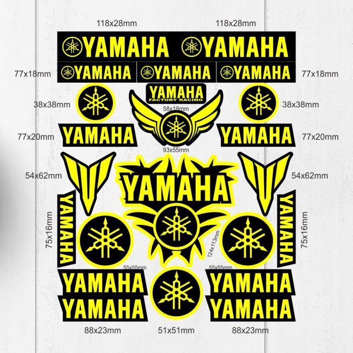 Jaune - Autocollants Réfléchissants En Vinyle Pour Moto Yamaha, Ensemble De Décalcomanies De Réservoir, Logo
