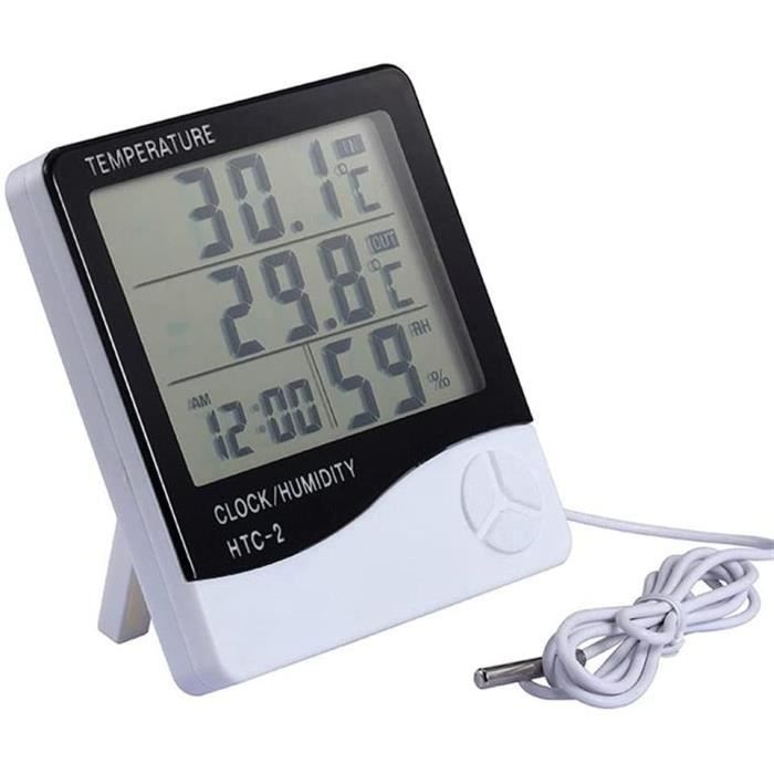 Indoor digital lcd hygromètre thermomètre température humidité meter horloge alarme