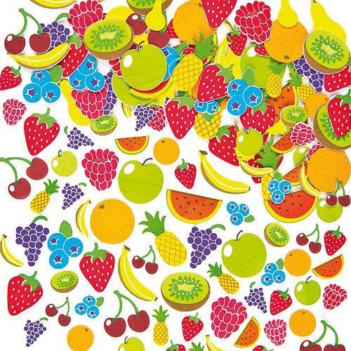 Lot de 120 Autocollants en Mousse - Motif Fruit - Apprendre à connaitre une variété de fruits tout en s'amusant