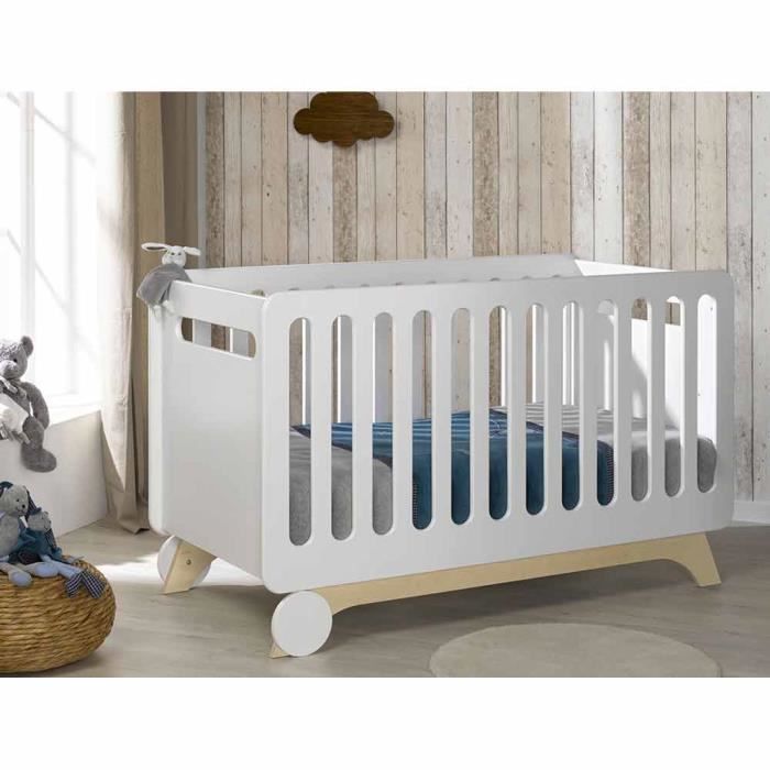 Lit Bebe 70 X 140 Cm Bonheur Blanc Bois Bois Blanc Cdiscount Puericulture Eveil Bebe