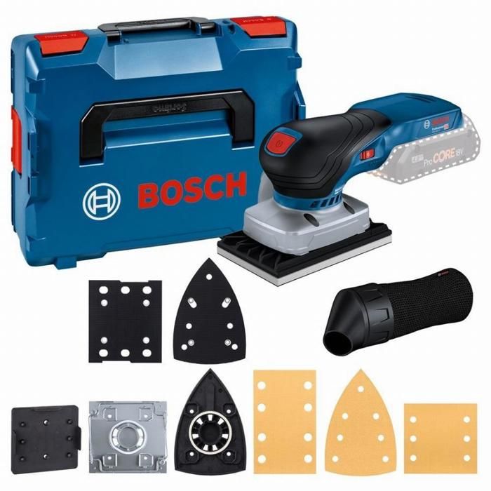 Bosch Professional 18V System ponceuse vibrante sans fil GSS 18V 13 moteur sans avec sac à poussière 3 plateaux 3 feuilles abrasives gabarit de perçage dans BOXX - vue 8