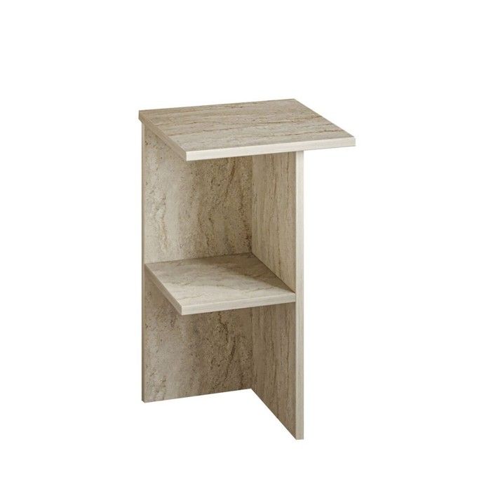 CALICOSY - Table de chevet carrée avec étagère H60 cm - LERAY - Travertin