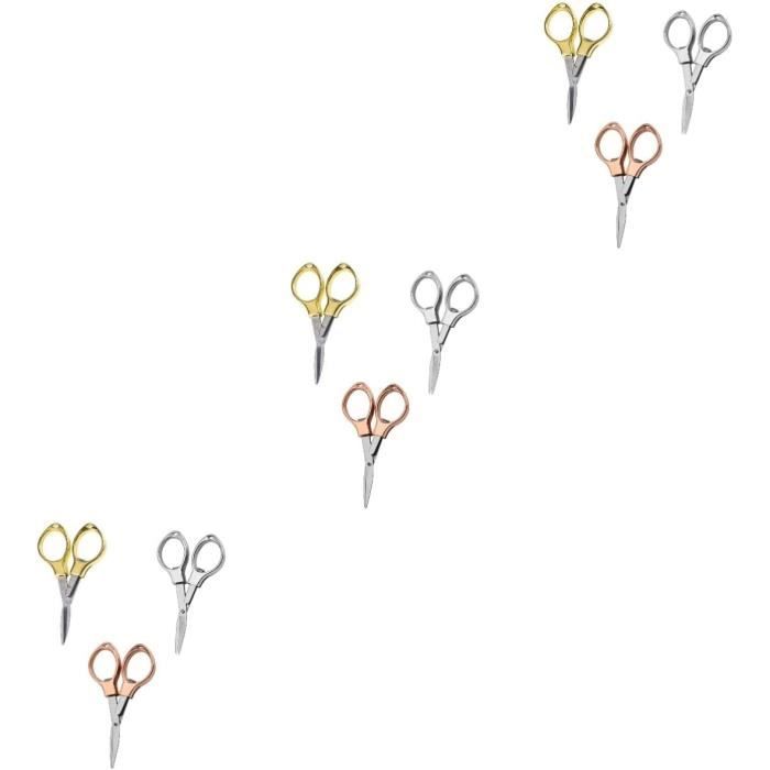 3 Mini Ciseaux Pliants En Acier Inoxydable - Or, Argent, Or Rose - 8.4 Cm Pliés