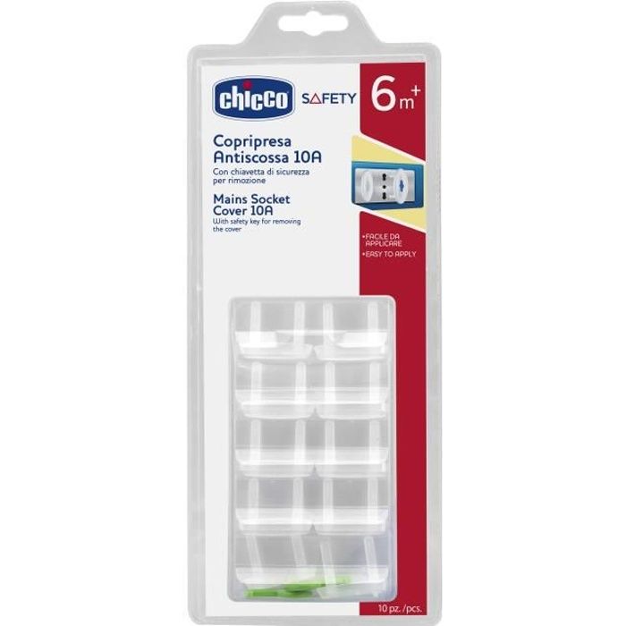 Chicco Cache-Prises avec Clé +6m 10 unités