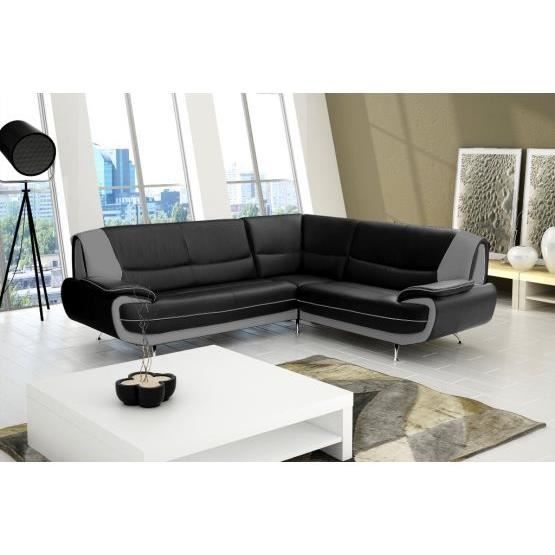 Canape Angle Jana Noir Et Gris Droit Achat Vente Canape Sofa