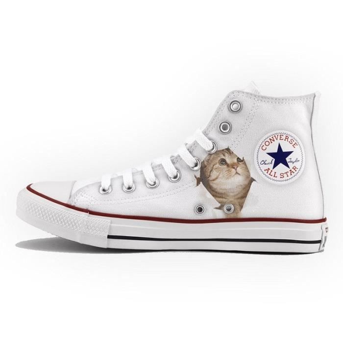 Converse All Star Personnalisé et Imprimés - chaussures à la main - produit  Italien - Funny Cat - Taille 32 Blanc - Achat / Vente basket 2009822126187  - Bientôt le Black Friday Cdiscount