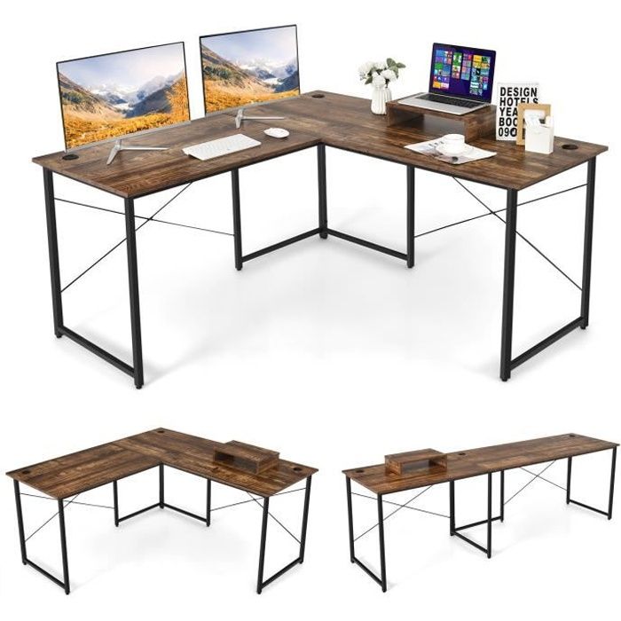 Grand bureau maison en forme de L  Office table design, Office furniture  design, Office desk designs