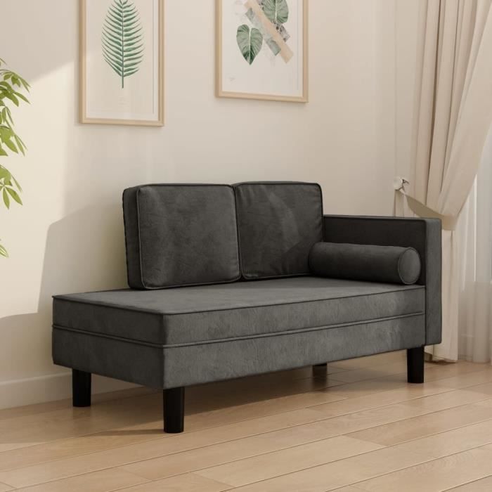 Canapé-lit 2 Places – Gris Foncé, Tissu – Neuf