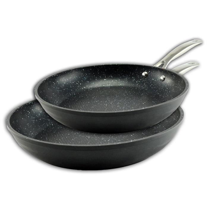 Lot De 2 Poêles Anti-Adhésives 20 Cm + 24 Cm - Aluminium Pressé RB RENBERG - Tous Feux Dont Induction
