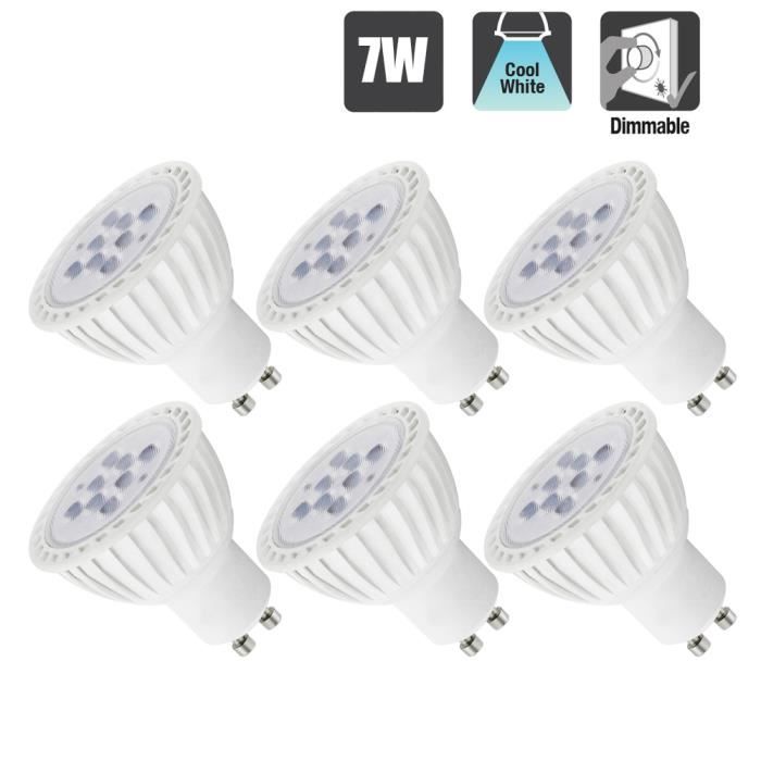 Lampe Ampoules Spot LED Dimmable GU10 7W Blanc Froid 5000K Haute Luminosité  pour Spot LED Encastrable et Rail Luminaire Spot ENUOTEK - Cdiscount Maison