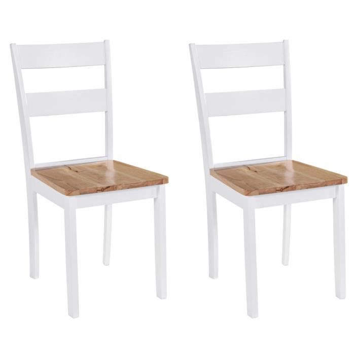 famirosa chaises de salle à manger 2 pcs blanc bois d'hévéa massif-368
